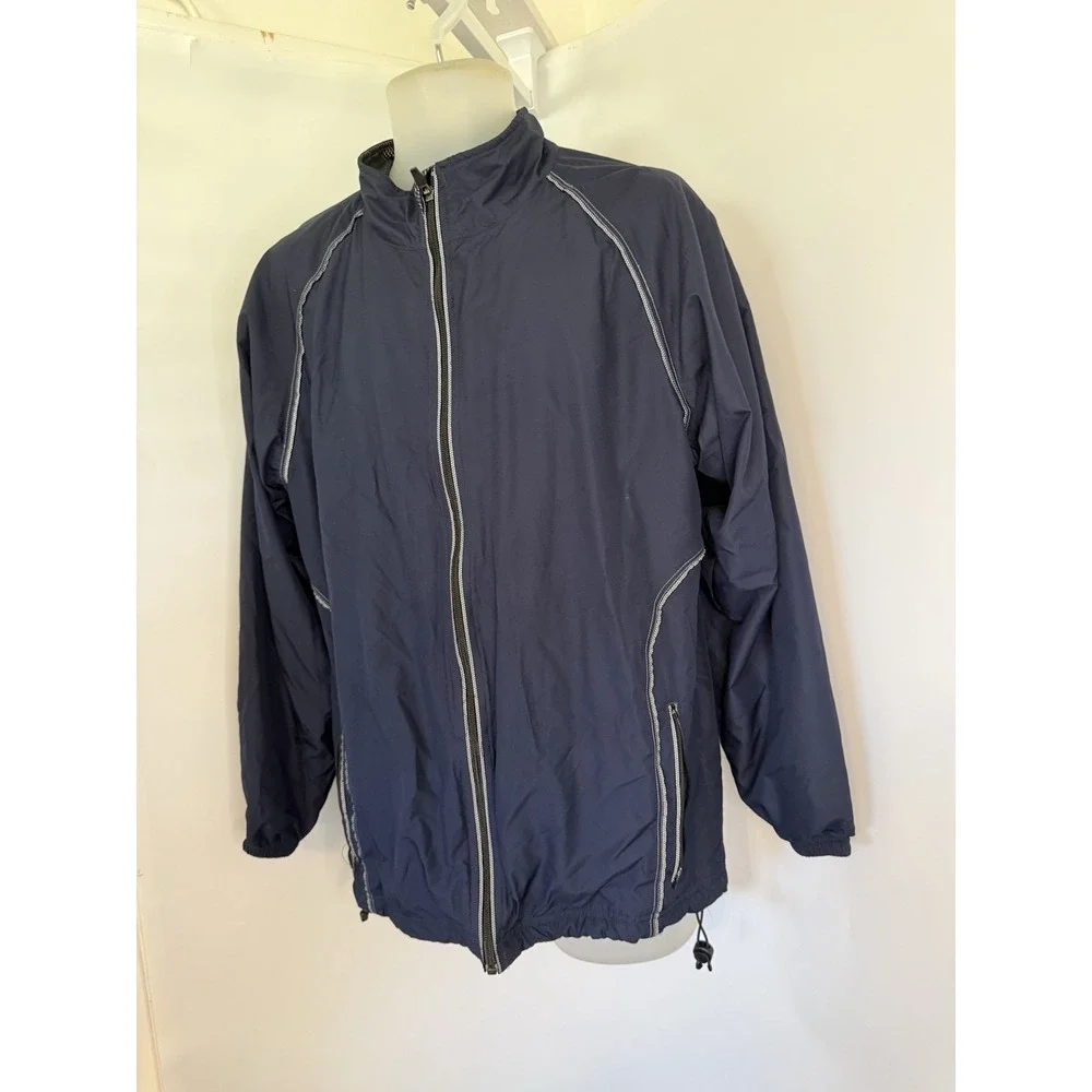 Roundtree & Yorke Sport Mens Jacket Blue Windbreaker‎ Vintage Medium Pockets GUC